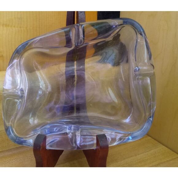 Blue Glass Atomic Ashtray Art Deco - Picture 1 of 5